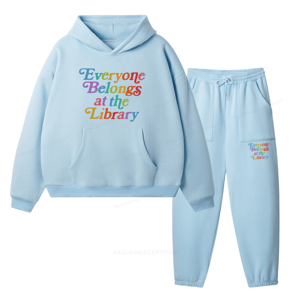 Pagewings Everyone belongs at the library Unisex Fleece Hoodie Set