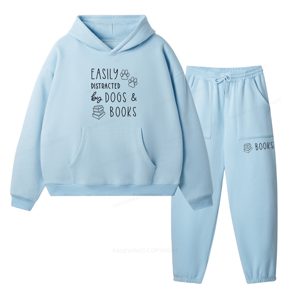 Pagewings Dogs And Books Unisex Fleece Hoodie Set