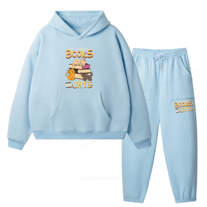 Pagewings All I Need Is Books And Cats Unisex Fleece Hoodie Set