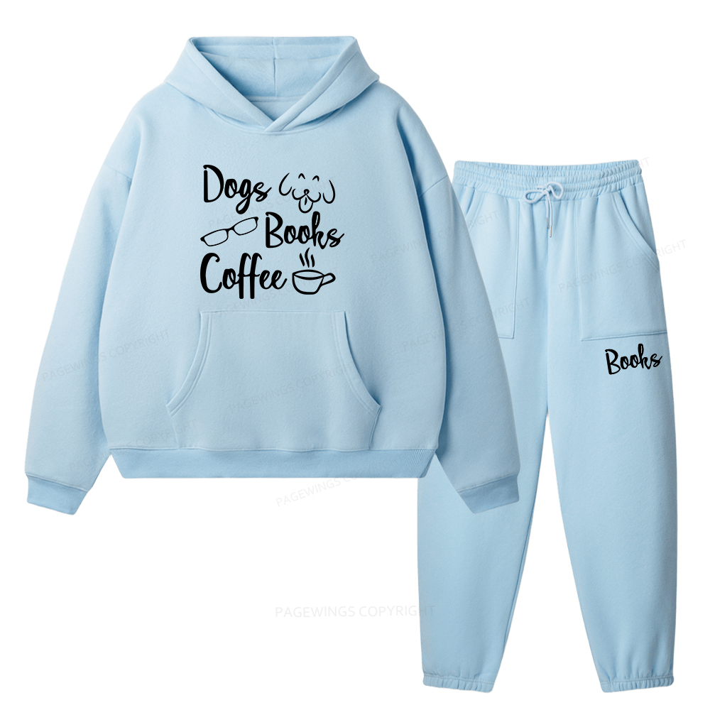 Pagewings Dogs Books Coffee Unisex Fleece Hoodie Set