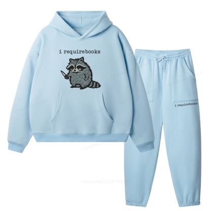 Pagewings I Require Books Unisex Fleece Hoodie Set