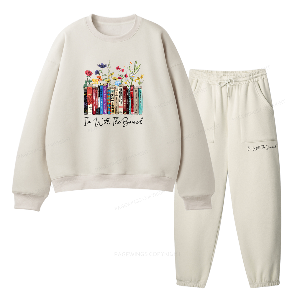 Pagewings  I'm With The Banned Flowers Unisex Fleece Sweatshirt Set 