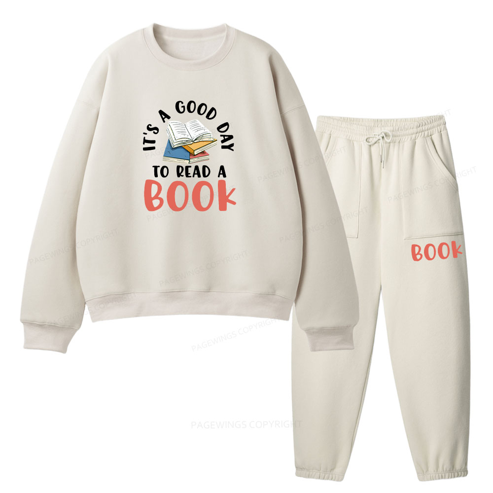 Pagewings It’s a Good Day to Read a Book Unisex Fleece Sweatshirt Set 