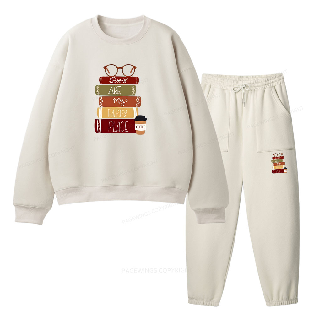 Pagewings Books are My Happy Place Unisex Fleece Sweatshirt Set 
