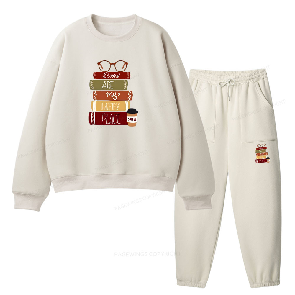 Pagewings Books are My Happy Place Unisex Fleece Sweatshirt Set 