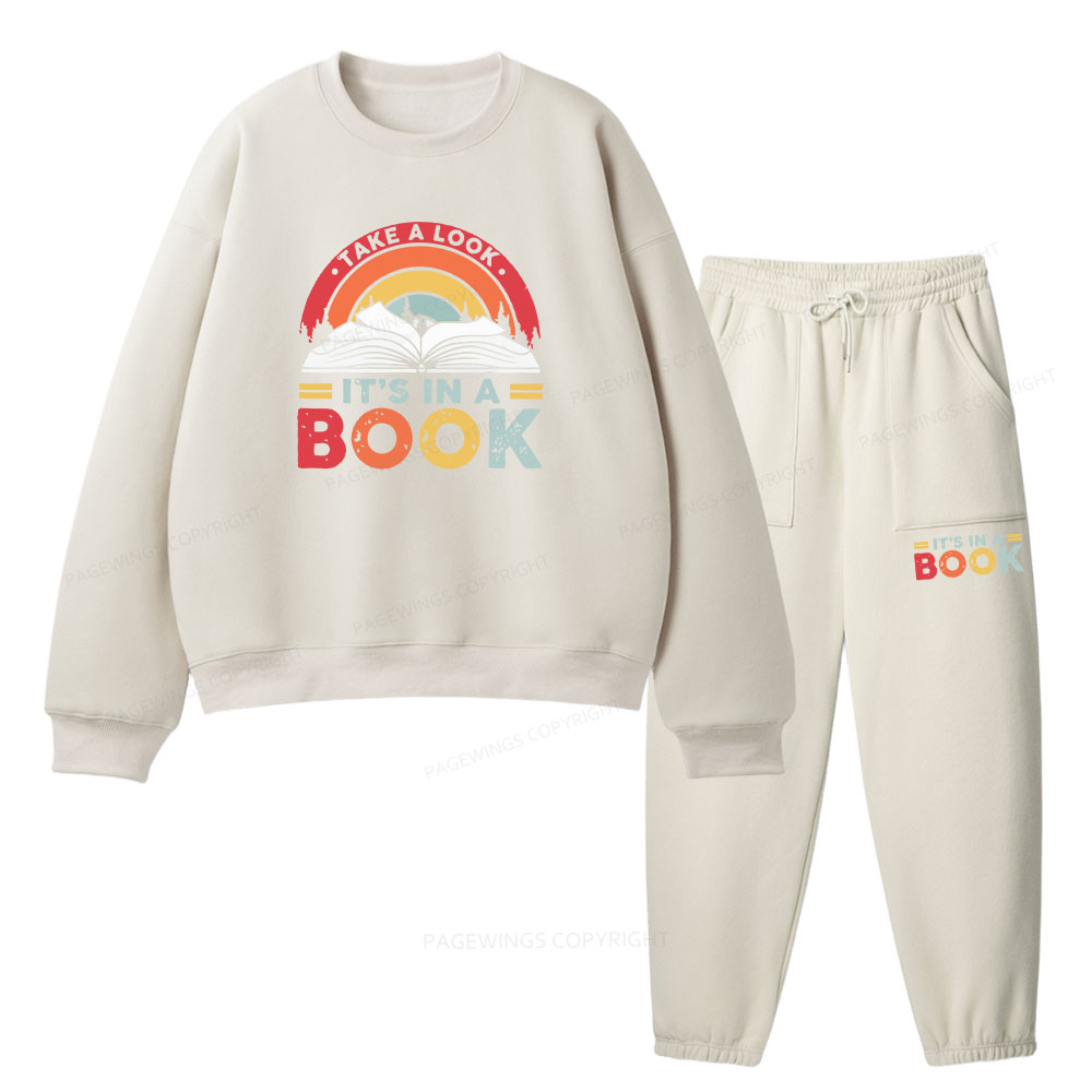 Pagewings Take A Look It's In A Book Unisex Fleece Sweatshirt Set 