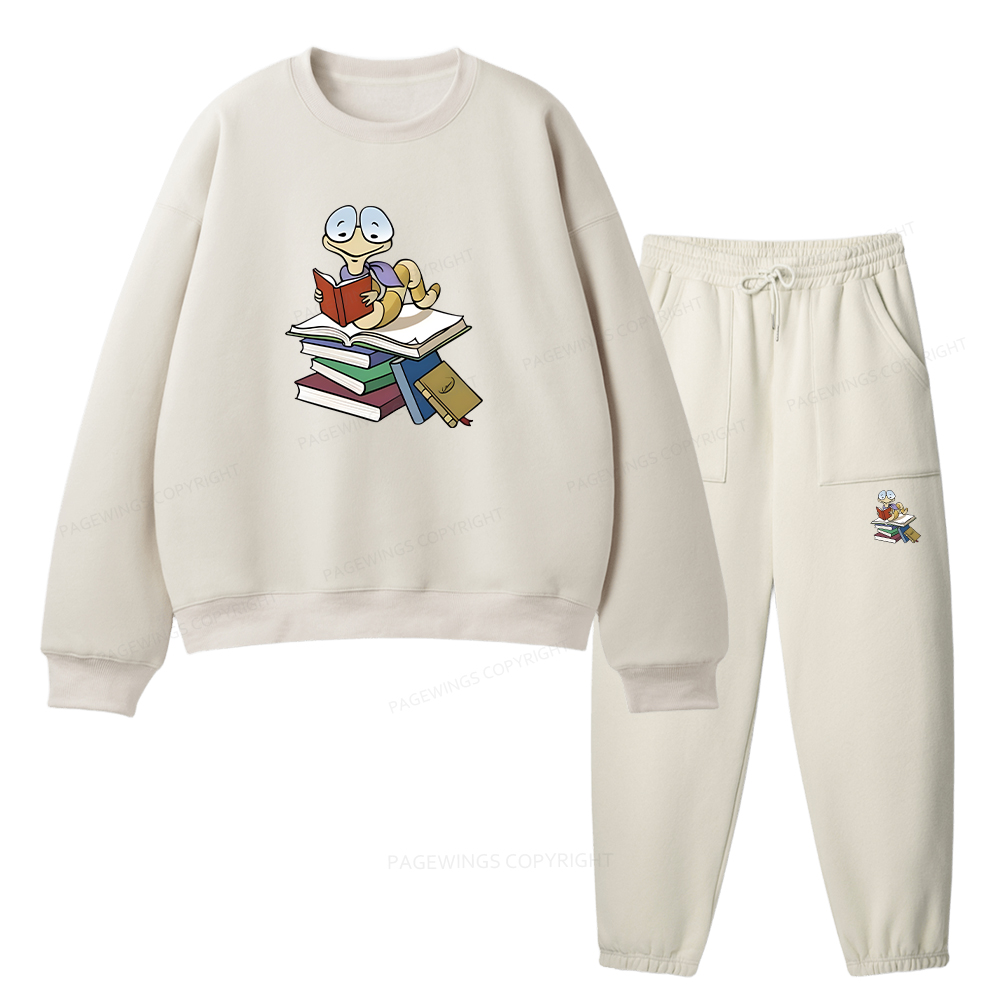 Pagewings Reading Snail and Book Unisex Fleece Sweatshirt Set 