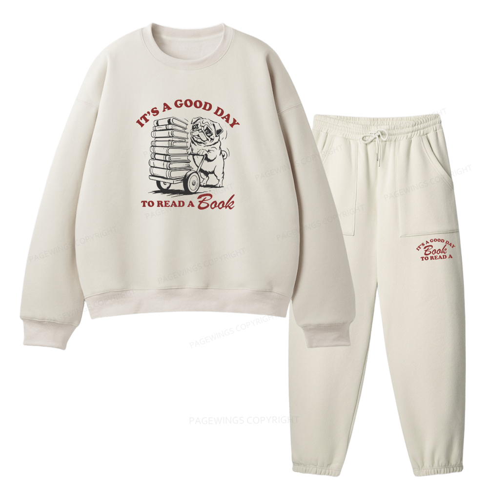 Pagewings It‘s A Good Day To Read A Book Unisex Fleece Sweatshirt Set 