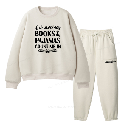 Pagewings Books And Pajamas Unisex Fleece Sweatshirt Set 