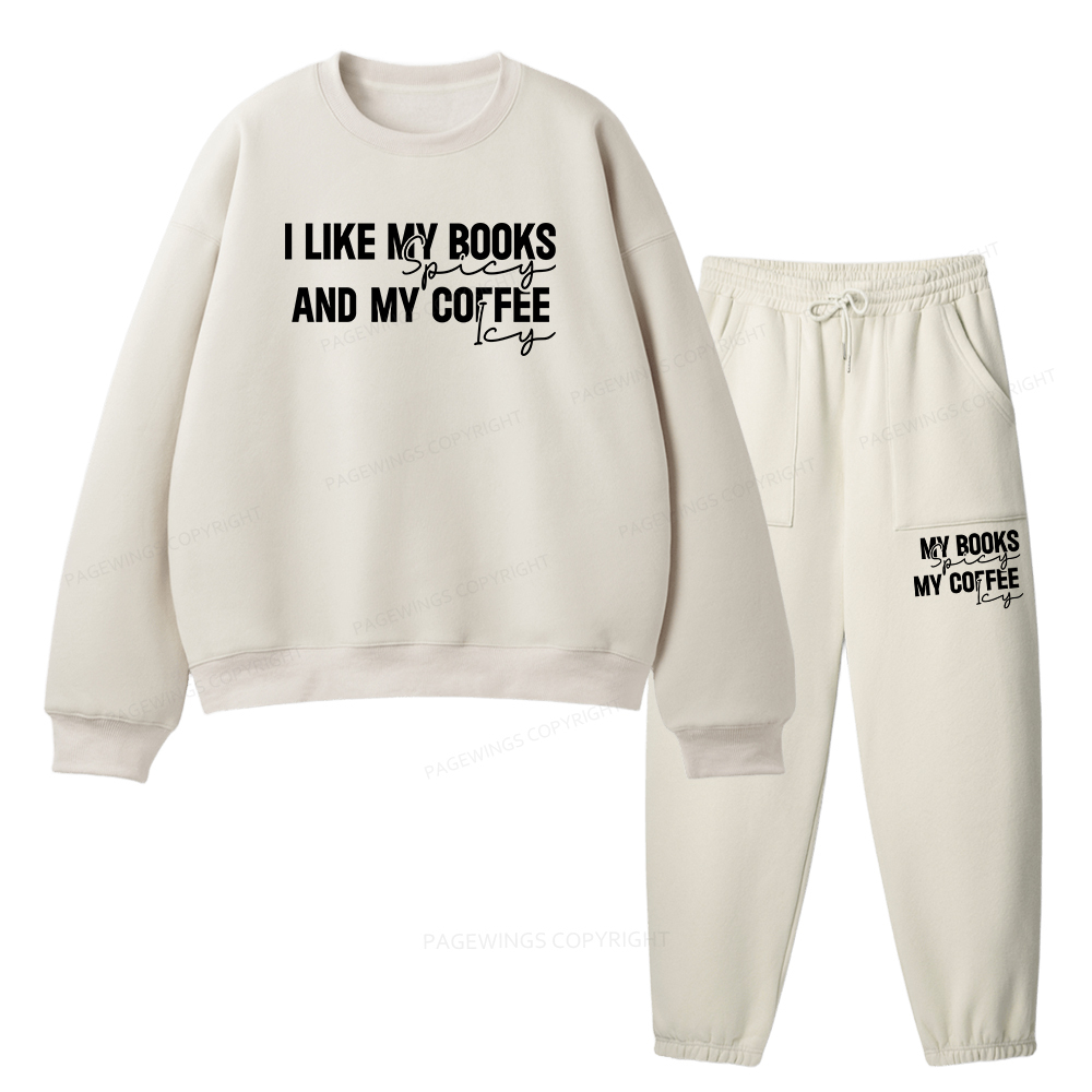 Pagewings I Like My Books And My Coffee Unisex Fleece Sweatshirt Set 