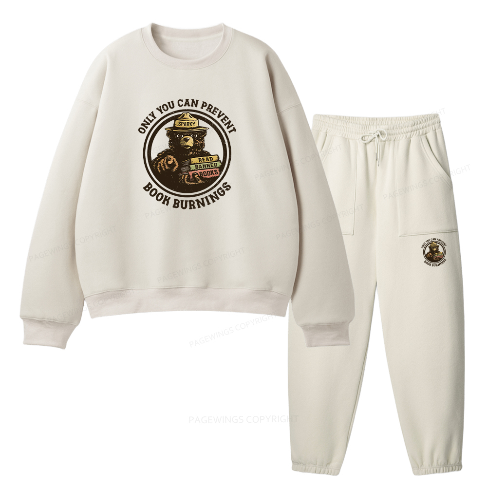 Pagewings Only You Can Prevent Book Burnings Unisex Fleece Sweatshirt Set 