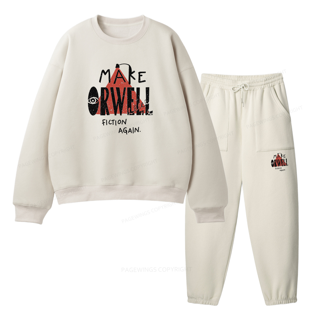 Pagewings Make Orwell Fiction Again Unisex Fleece Sweatshirt Set 