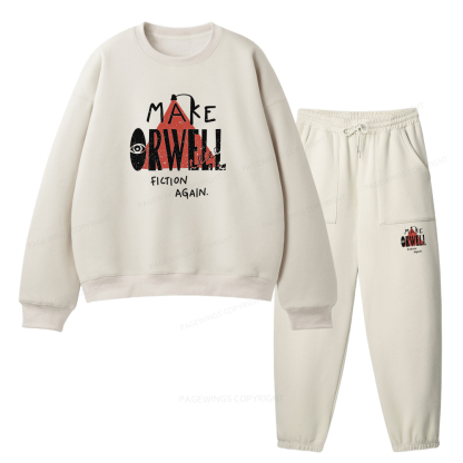 Pagewings Make Orwell Fiction Again Unisex Fleece Sweatshirt Set 