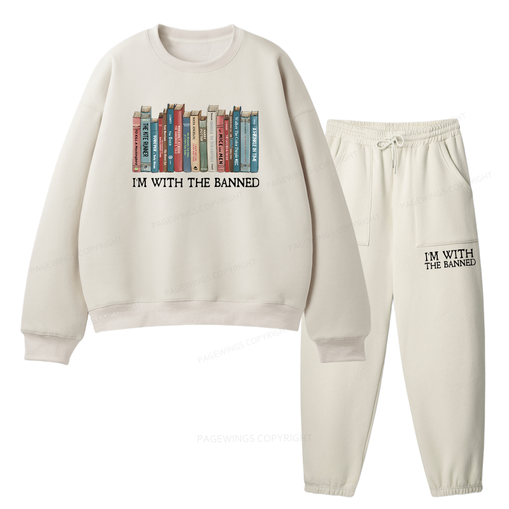 Pagewings I'm With The Banned Unisex Fleece Sweatshirt Set 