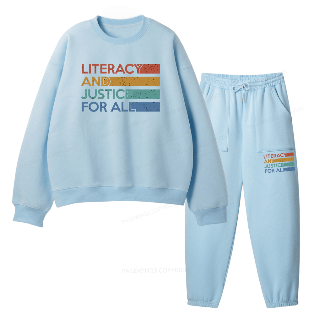 Pagewings Literacy and Justice For All Unisex Fleece Sweatshirt Set 