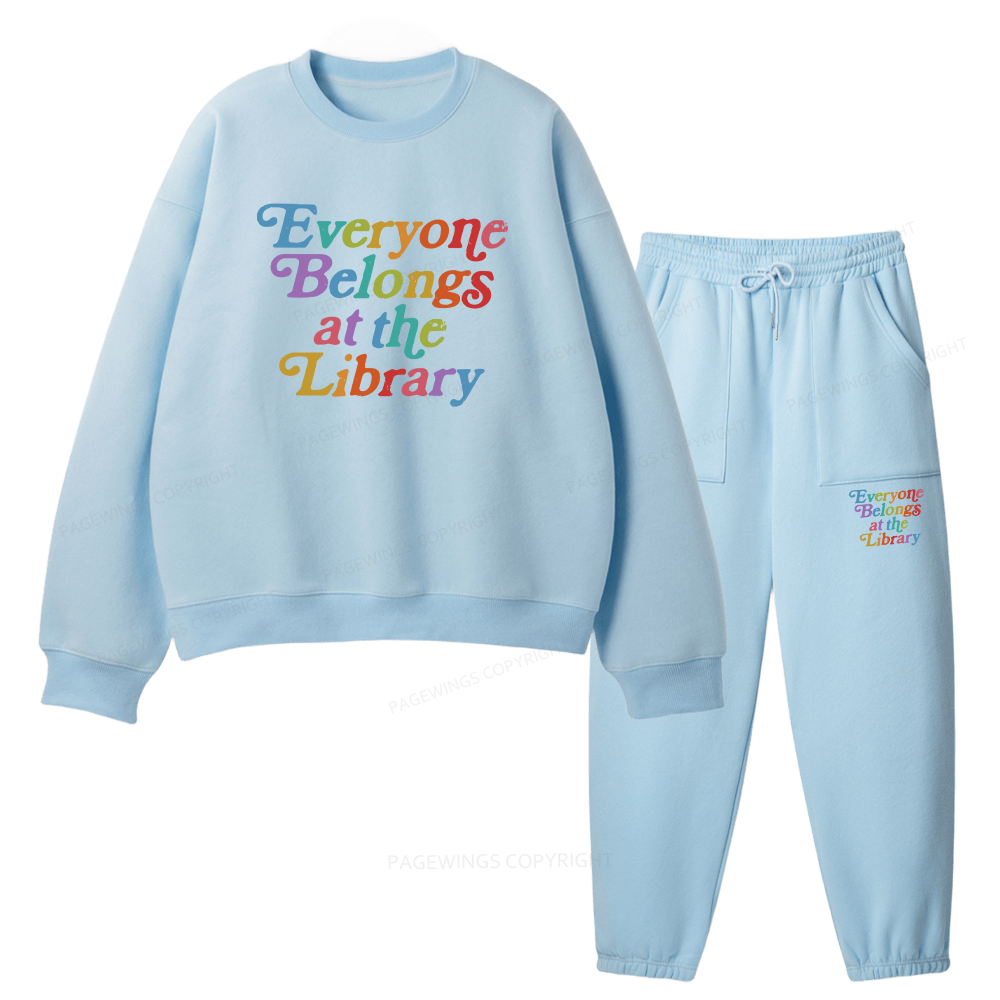 Pagewings Everyone belongs at the library Unisex Fleece Sweatshirt Set 