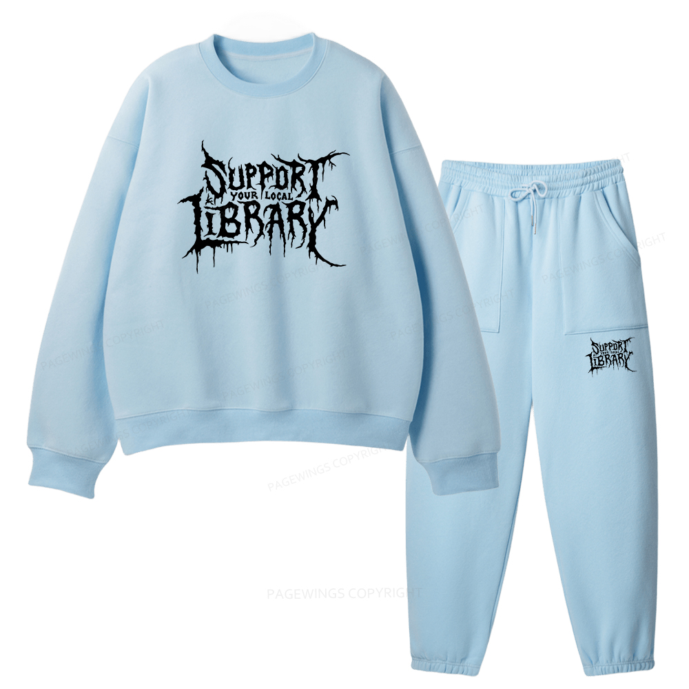 Pagewings Support Your Local Library Unisex Fleece Sweatshirt Set 