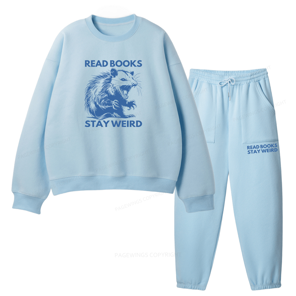 Pagewings Read Books Stay Weird Unisex Fleece Sweatshirt Set 