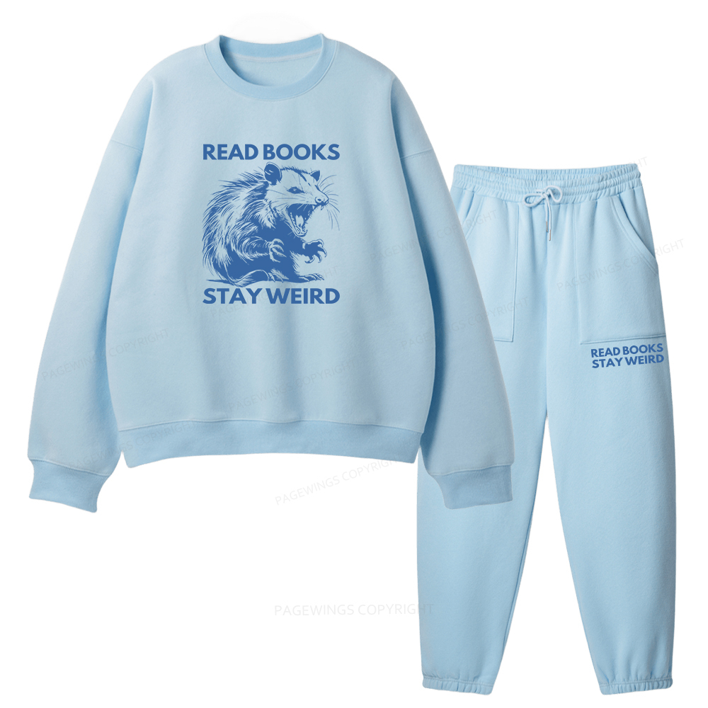 Pagewings Read Books Stay Weird Unisex Fleece Sweatshirt Set 