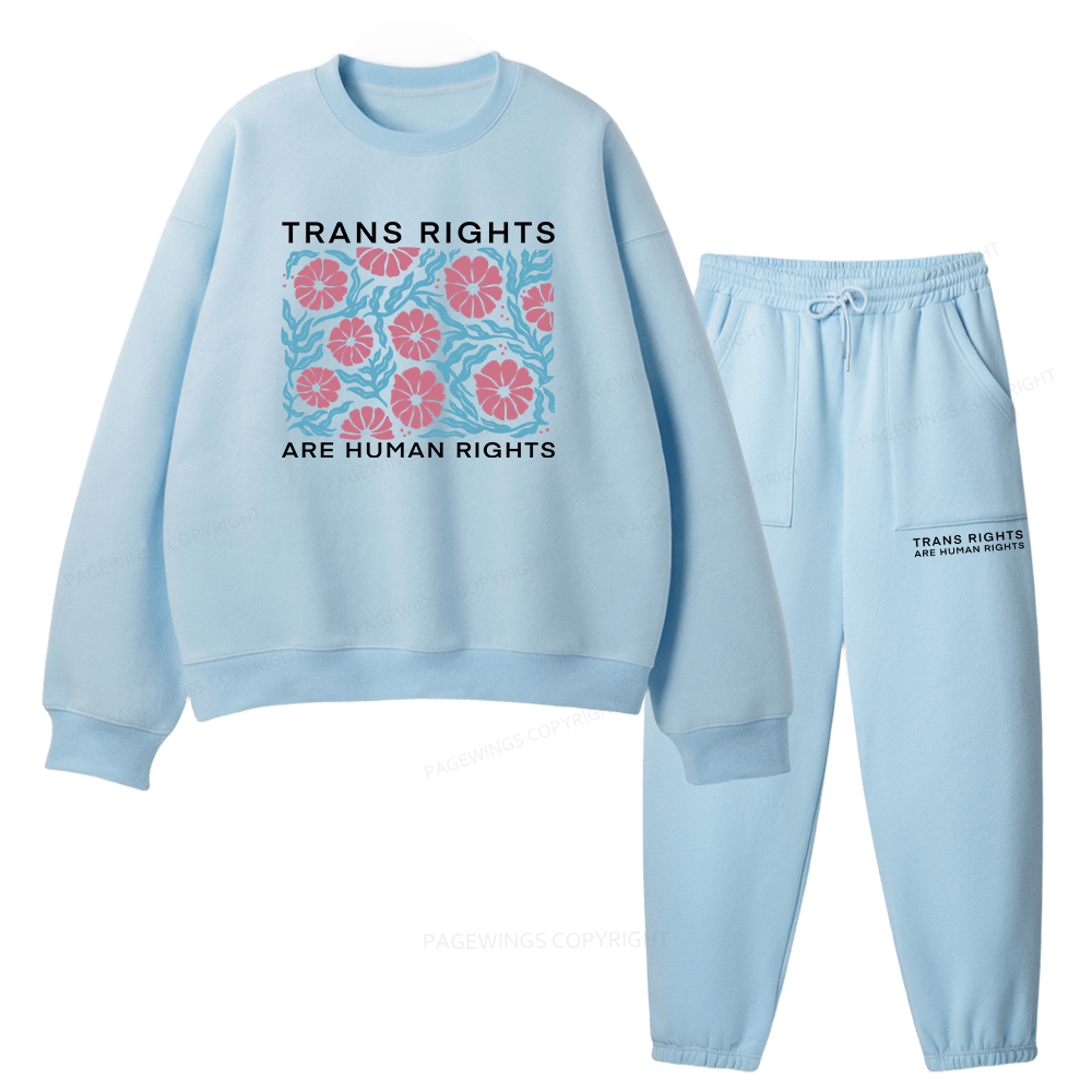 Pagewings Trans Rights Are Human Rights Unisex Fleece Sweatshirt Set