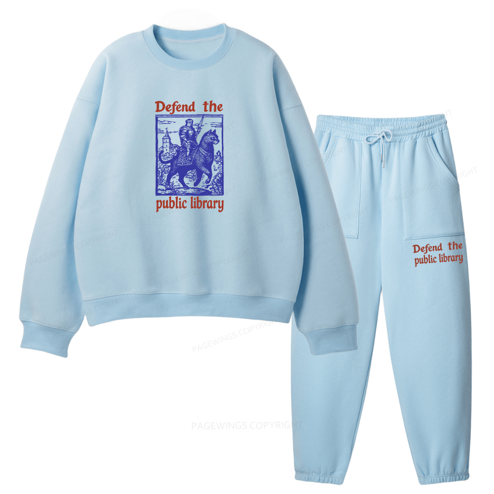 Pagewings Defend the Public Library Unisex Fleece Sweatshirt Set 