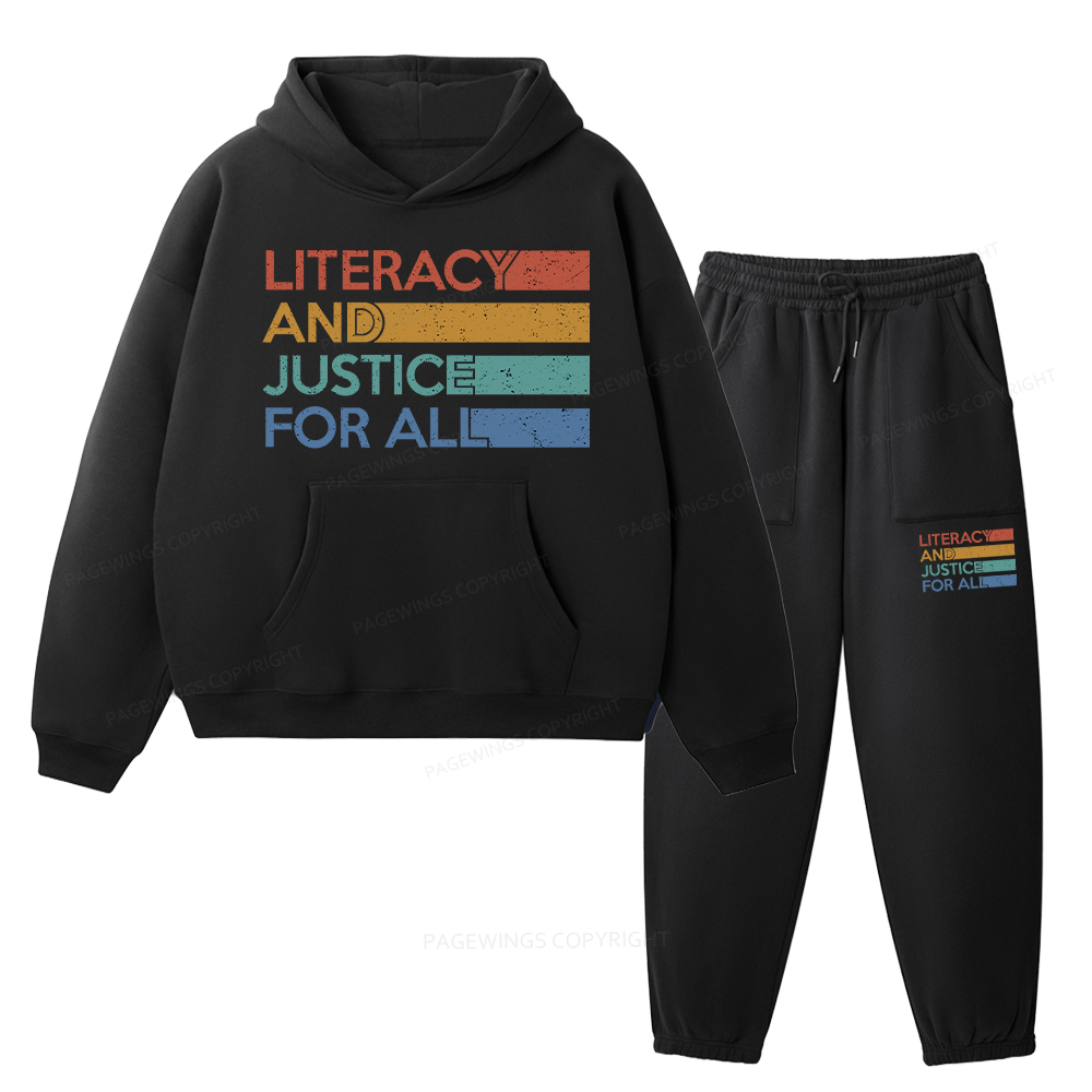 Pagewings Literacy and Justice For All Unisex Fleece Hoodie Set