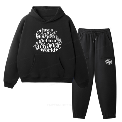Pagewings Just A Bookish Girl In A Fictional World Unisex Fleece Hoodie Set