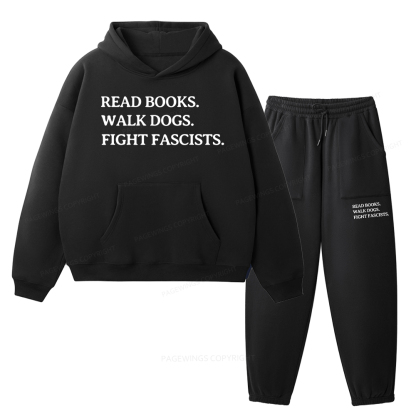 Pagewings Read Books Walk Dogs And Fight Unisex Fleece Hoodie Set