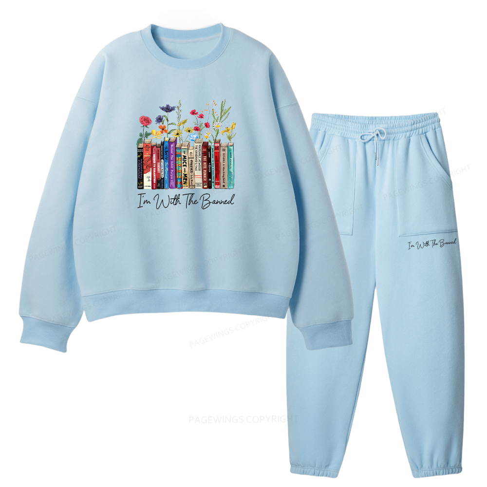 Pagewings  I'm With The Banned Flowers Unisex Fleece Sweatshirt Set 