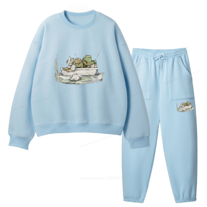Pagewings Frog Reading Unisex Fleece Sweatshirt Set 