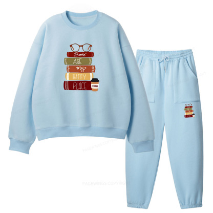 Pagewings Books are My Happy Place Unisex Fleece Sweatshirt Set 