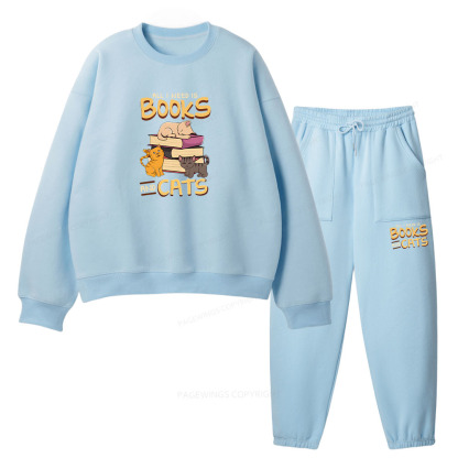 Pagewings All I Need Is Books And Cats Unisex Fleece Sweatshirt Set 