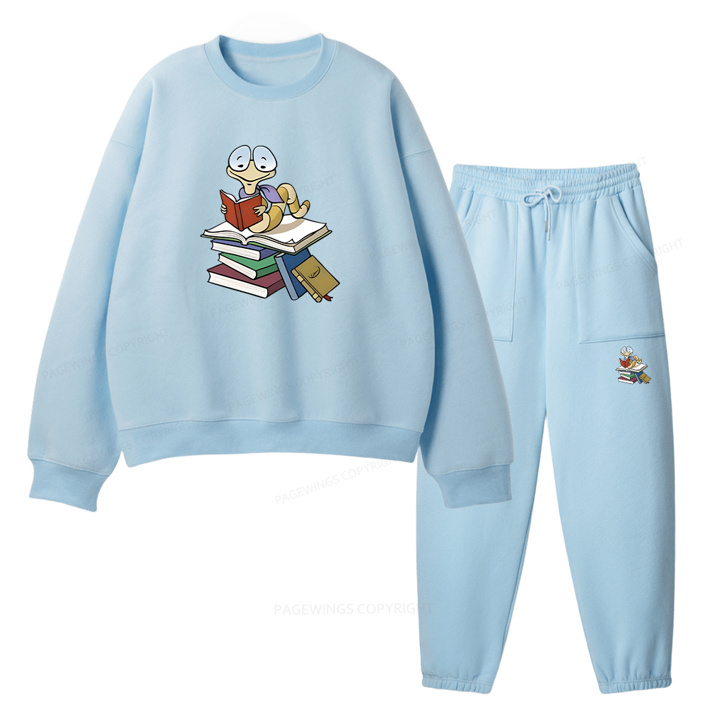 Pagewings Reading Snail and Book Unisex Fleece Sweatshirt Set 