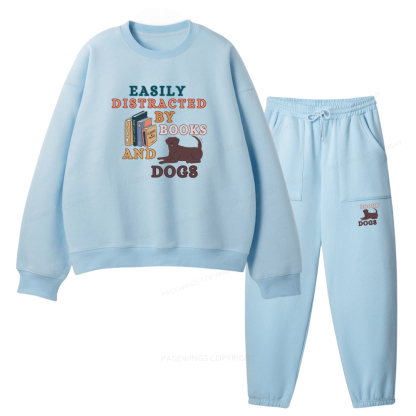 Pagewings Easily Distracted By Books And Labrador Unisex Fleece Sweatshirt Set 