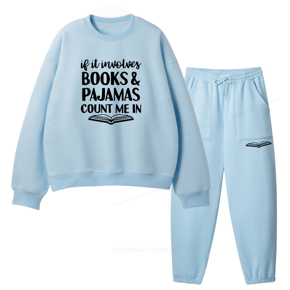 Pagewings Books And Pajamas Unisex Fleece Sweatshirt Set 