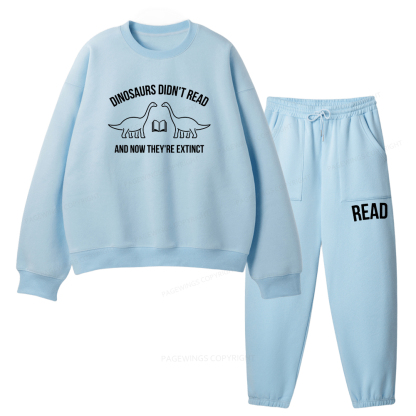 Pagewings Dinosaurs Didn't Read Unisex Fleece Sweatshirt Set 