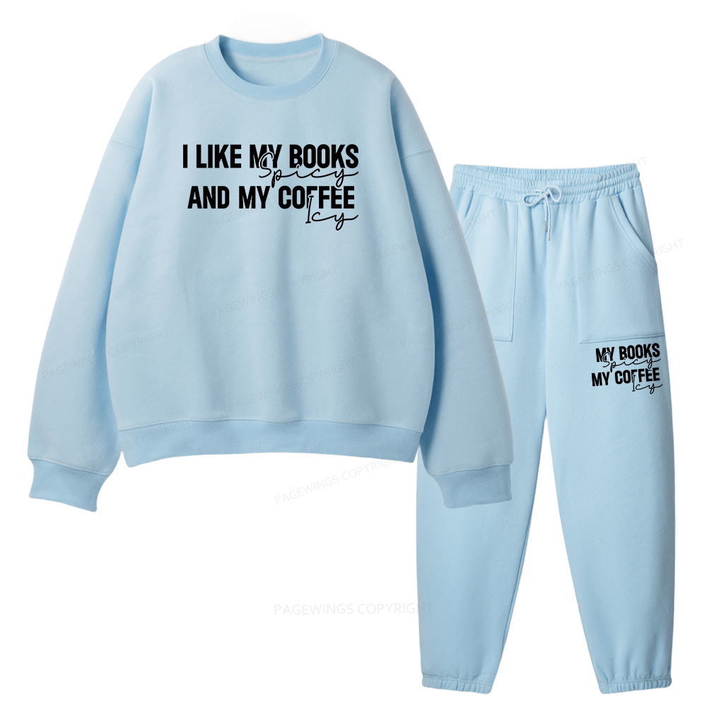 Pagewings I Like My Books And My Coffee Unisex Fleece Sweatshirt Set 