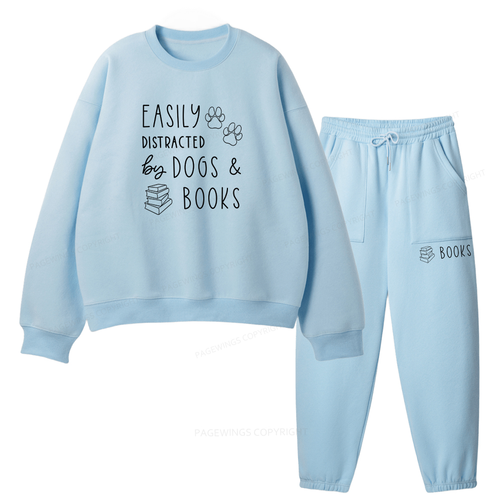 Pagewings Dogs And Books Unisex Fleece Sweatshirt Set 