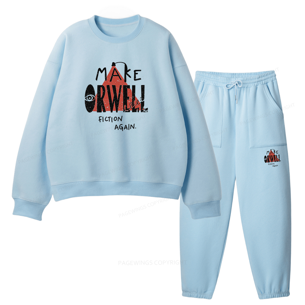 Pagewings Make Orwell Fiction Again Unisex Fleece Sweatshirt Set 
