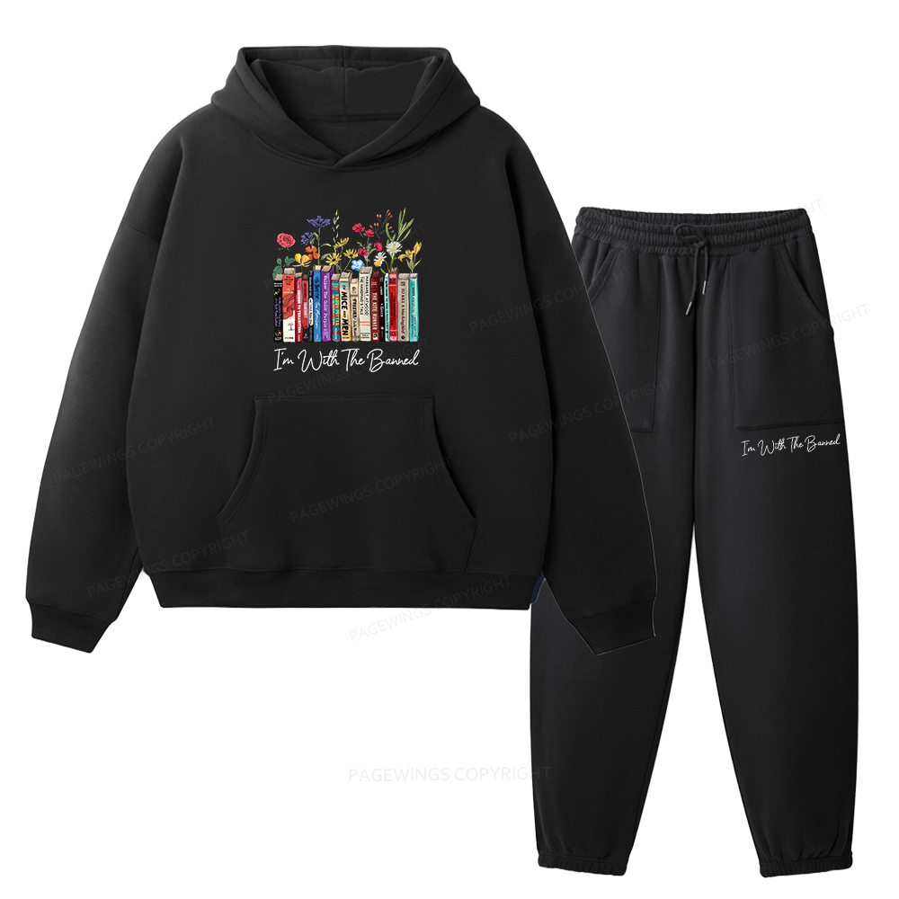 Pagewings I'm With The Banned Flowers Unisex Fleece Hoodie Set
