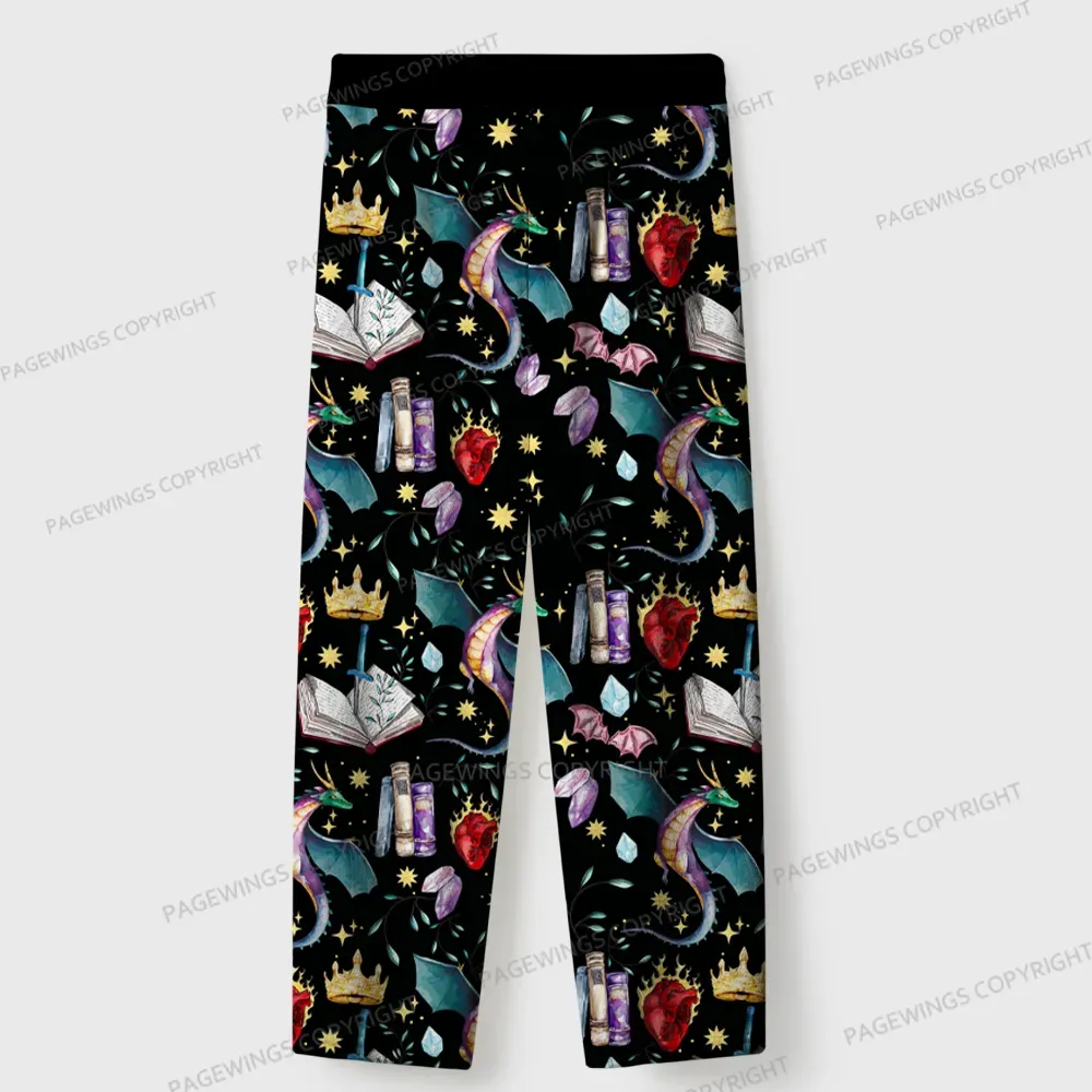 Pagewings Fantasy Reading  Unisex Flannel Pajama Set