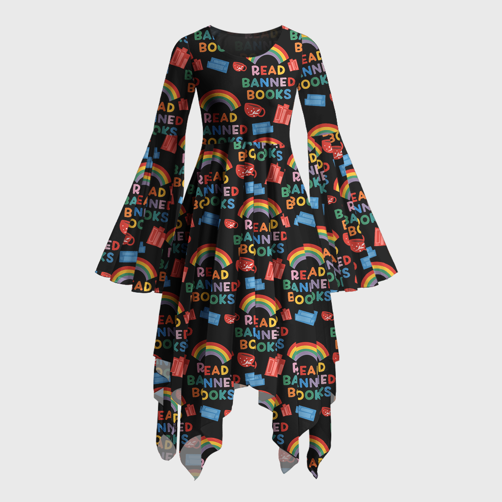 Pagewings Read Banned Books Bell Sleeve Dress