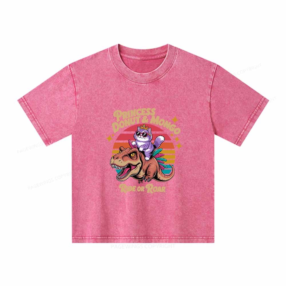 Pagewings Princess Donut & Mongo Unisex Kids Washed T-shirt