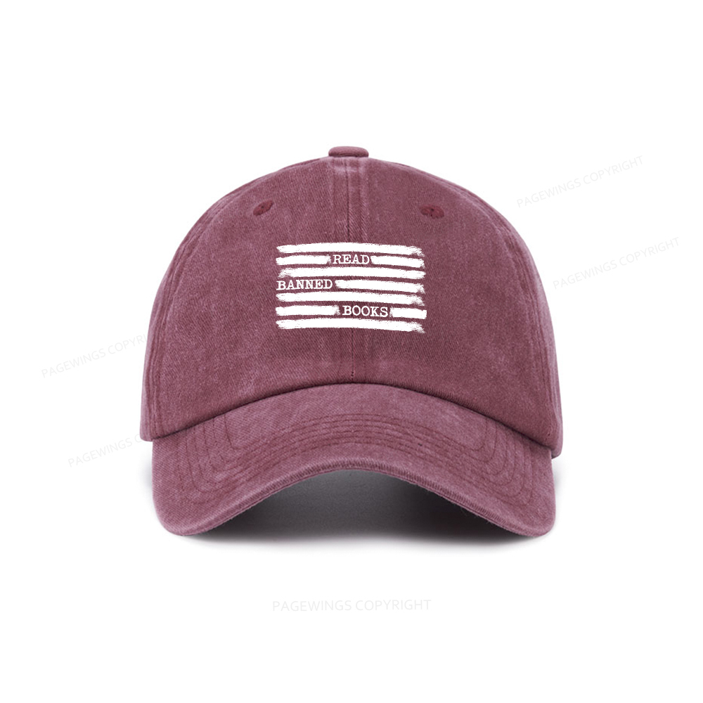 Pagewings Read Banned Books Bookworm Librarian Washed Cap