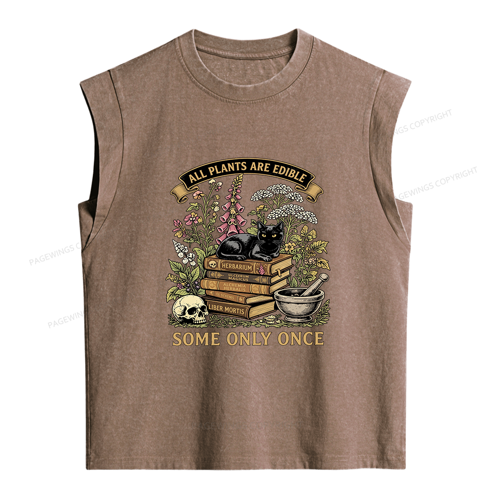 Pagewings  All Plants Are Edible Some Only Once Women's Washed Tank Top