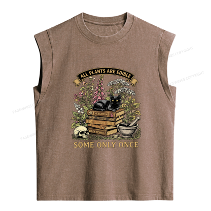Pagewings  All Plants Are Edible Some Only Once Women's Washed Tank Top