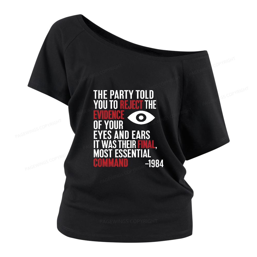 Pagewings Dystopia Quote Women Off Shoulder T-shirts