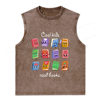 Pagewings Cool Kids Read Books Unisex Washed Tank Top