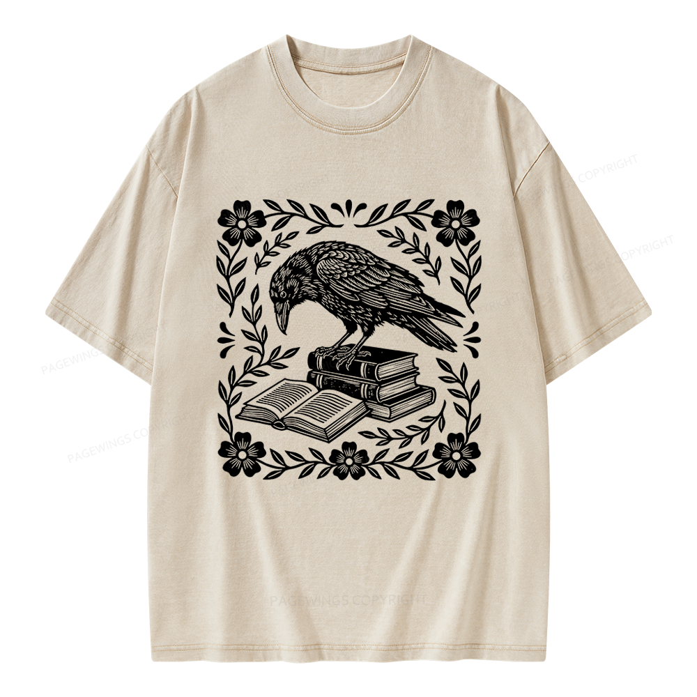 Pagewings Bookish Raven Unisex Washed T-shirt
