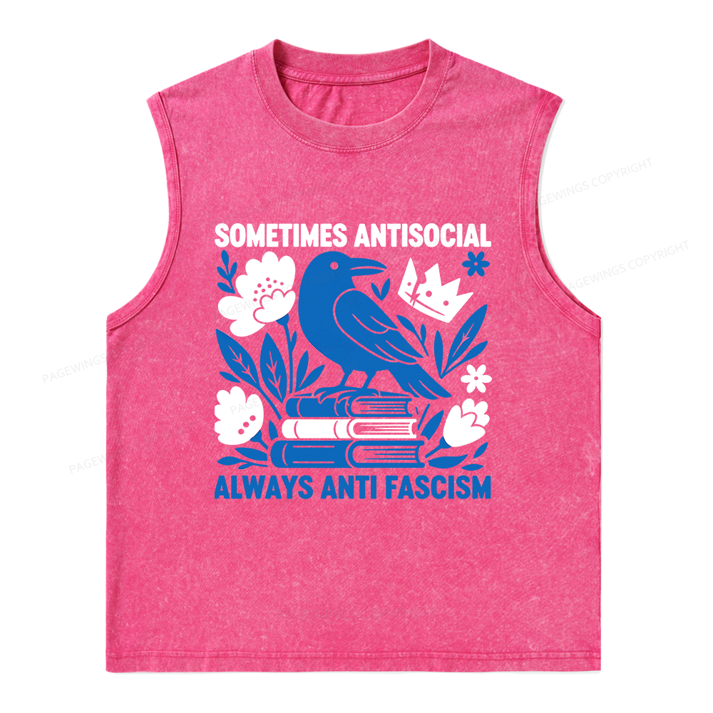 Pagewings Anti Fascism Unisex Washed Tank Top